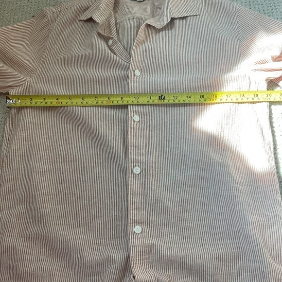 Club Monaco Striped Orange and White Button Down Top - Picture 5 of 8